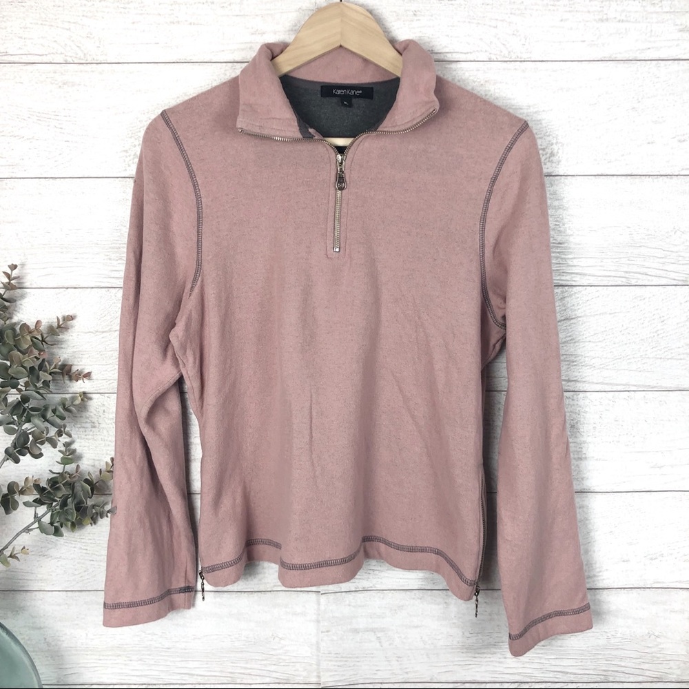 KAREN KANE Pink Half Zip Pullover SweatShirt